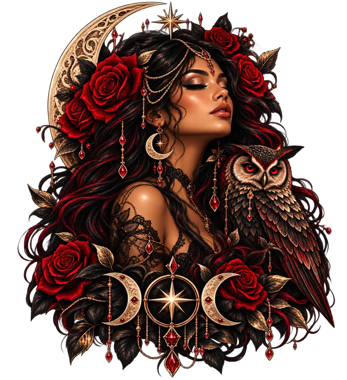 Crimson Moon Goddess Hoodie artwork